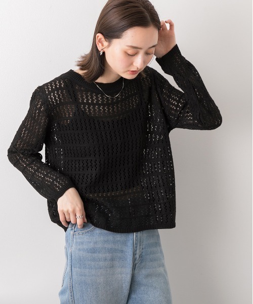 ad thie(アドティエ)の「透かし編み ニットプルオーバー(ニット/セーター・レディース・キャメル/ベージュ/ブラック/オフホワイト・FREE)」の13枚目の写真