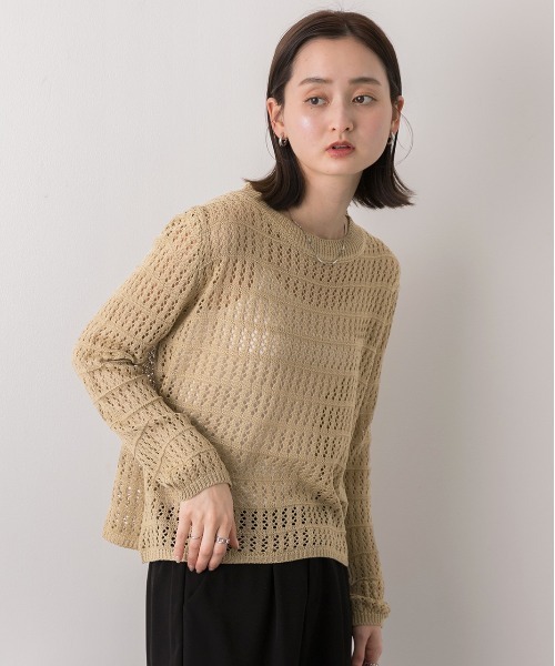 ad thie(アドティエ)の「透かし編み ニットプルオーバー(ニット/セーター・レディース・キャメル/ベージュ/ブラック/オフホワイト・FREE)」の16枚目の写真