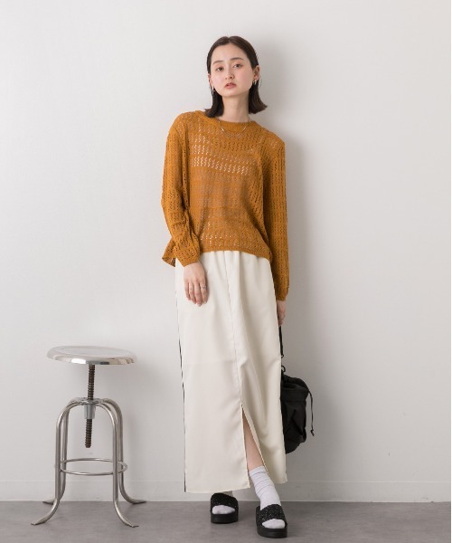 ad thie(アドティエ)の「透かし編み ニットプルオーバー(ニット/セーター・レディース・キャメル/ベージュ/ブラック/オフホワイト・FREE)」の20枚目の写真