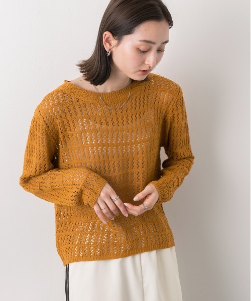 ad thie(アドティエ)の「透かし編み ニットプルオーバー(ニット/セーター・レディース・キャメル/ベージュ/ブラック/オフホワイト・FREE)」の22枚目の写真