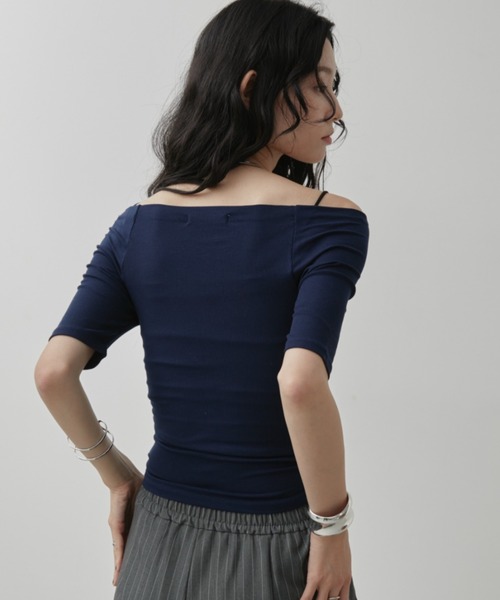 Aunt Marie's（アントマリーズ）の「オフショルハーフスリーブトップス（Tシャツ/カットソー・レディース・ホワイト/ブラウン/レッド/ネイビー/ブラック・FREE）」の21枚目の写真