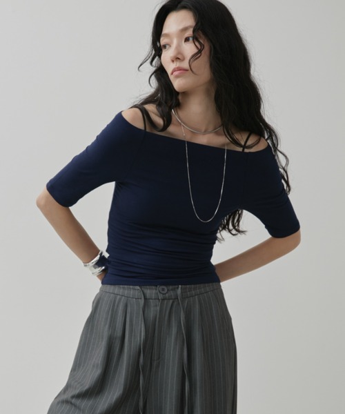 Aunt Marie's(アントマリーズ)の「オフショルハーフスリーブトップス(Tシャツ/カットソー・レディース・ホワイト/ブラウン/レッド/ネイビー/ブラック・FREE)」の20枚目の写真