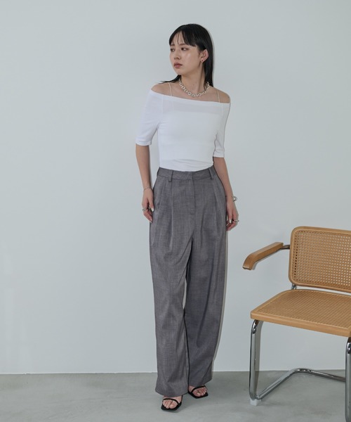 Aunt Marie's（アントマリーズ）の「オフショルハーフスリーブトップス（Tシャツ/カットソー・レディース・ホワイト/ブラウン/レッド/ネイビー/ブラック・FREE）」の12枚目の写真