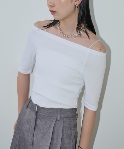 Aunt Marie's（アントマリーズ）の「オフショルハーフスリーブトップス（Tシャツ/カットソー・レディース・ホワイト/ブラウン/レッド/ネイビー/ブラック・FREE）」の7枚目の写真