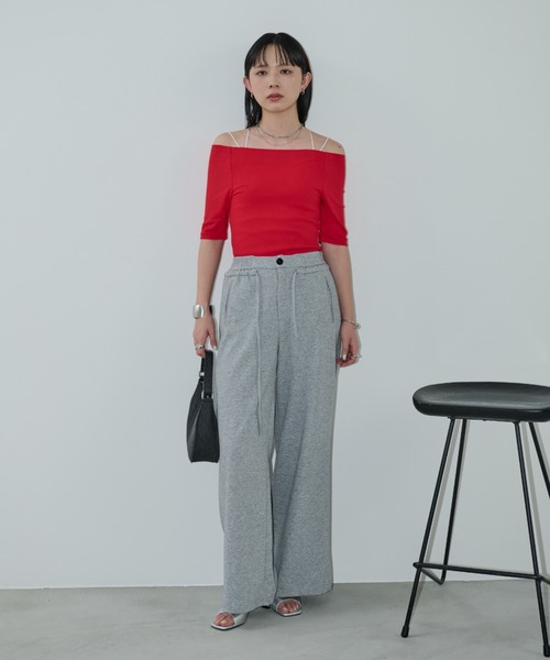 Aunt Marie's（アントマリーズ）の「オフショルハーフスリーブトップス（Tシャツ/カットソー・レディース・ホワイト/ブラウン/レッド/ネイビー/ブラック・FREE）」の16枚目の写真