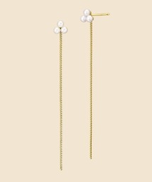【cofl by4℃】K10イエローゴールド ロングチェーン ピアス