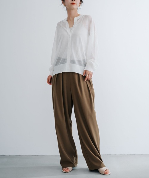 refinedworks(リファインドワークス)の「【refinedworks】 透け感を楽しむ。クルーネックシアーカーディガン!(カーディガン/ボレロ・レディース・ネイビー/ホワイト/グリーン/オレンジ・FREE)」の11枚目の写真