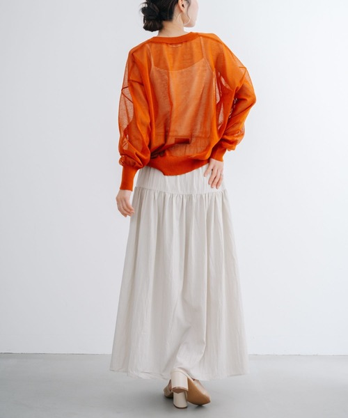 refinedworks(リファインドワークス)の「【refinedworks】 透け感を楽しむ。クルーネックシアーカーディガン!(カーディガン/ボレロ・レディース・ネイビー/ホワイト/グリーン/オレンジ・FREE)」の17枚目の写真