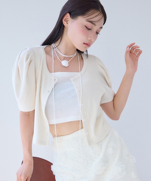 one after another NICE CLAUP（ワンアフターアナザーナイスクラップ）の「ローズチョーカーセットカットアンサンブル（アンサンブル・レディース・チャコールグレー/ブラック/アイボリー・FREE）」の2枚目の写真