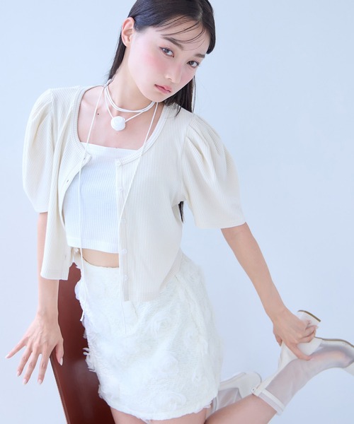 one after another NICE CLAUP（ワンアフターアナザーナイスクラップ）の「ローズチョーカーセットカットアンサンブル（アンサンブル・レディース・チャコールグレー/ブラック/アイボリー・FREE）」の18枚目の写真