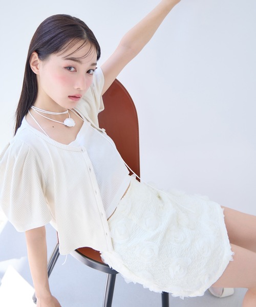 one after another NICE CLAUP（ワンアフターアナザーナイスクラップ）の「ローズチョーカーセットカットアンサンブル（アンサンブル・レディース・チャコールグレー/ブラック/アイボリー・FREE）」の17枚目の写真
