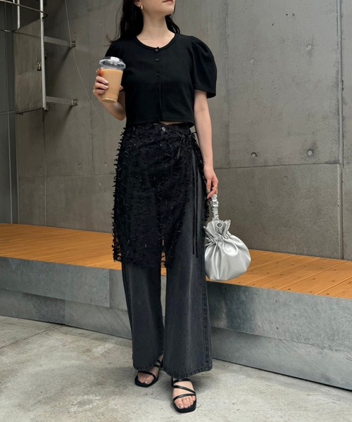 one after another NICE CLAUP（ワンアフターアナザーナイスクラップ）の「ローズチョーカーセットカットアンサンブル（アンサンブル・レディース・チャコールグレー/ブラック/アイボリー・FREE）」の8枚目の写真