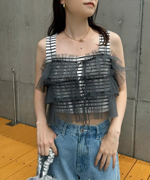 one after another NICE CLAUP（ワンアフターアナザーナイスクラップ）の「ローズチョーカーセットカットアンサンブル（アンサンブル・レディース・チャコールグレー/ブラック/アイボリー・FREE）」の6枚目の写真