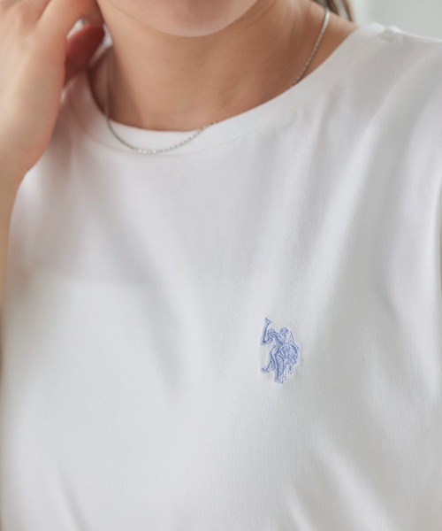 U.S. POLO ASSN.（ユーエスポロアッスン）の「U.S. POLO ASSN. フレンチTシャツ（Tシャツ/カットソー・レディース・ホワイト系その他/ネイビー/オフホワイト/グレイッシュベージュ・M/L/S/3L/LL）」の3枚目の写真