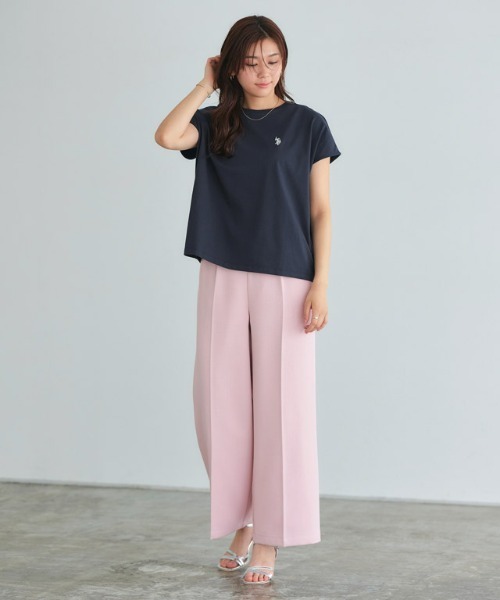 U.S. POLO ASSN.（ユーエスポロアッスン）の「U.S. POLO ASSN. フレンチTシャツ（Tシャツ/カットソー・レディース・ホワイト系その他/ネイビー/オフホワイト/グレイッシュベージュ・M/L/S/3L/LL）」の14枚目の写真
