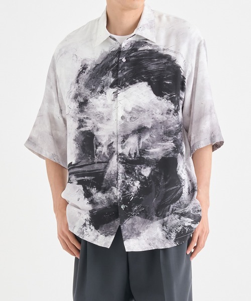 TAAKK/ターク】別注シルクドローイングショートスリーブシャツ（シャツ