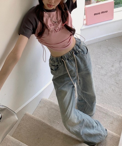 MAISON DE THERESE（メゾン ド テレーズ）の「サイド紐ギャザー　配色プリントTシャツ（Tシャツ/カットソー・レディース・ピンク/ホワイト・FREE）」の15枚目の写真