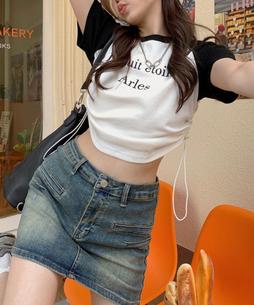 MAISON DE THERESE（メゾン ド テレーズ）の「サイド紐ギャザー　配色プリントTシャツ（Tシャツ/カットソー・レディース・ピンク/ホワイト・FREE）」の16枚目の写真