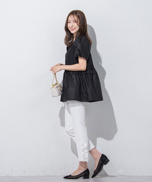 QUEENS COURT（クイーンズコート）の「フラワー刺繍ドッキングチュニック≪手洗い可能≫（チュニック・レディース・ピンク/ブラック/ホワイト・M）」の20枚目の写真