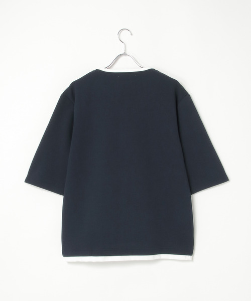 ikka(イッカ)の「【吸水速乾】キーネックレイヤード7分袖Tシャツ(Tシャツ/カットソー・メンズ・ホワイト/グリーン/ネイビー/ベージュ・M/L/XL/S)」の20枚目の写真