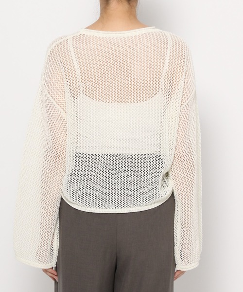 mysty woman(ミスティウーマン)の「メッシュドロストニットプルオーバー 142848(ニット/セーター・レディース・オフホワイト/ライトカーキ/オレンジ・FREE)」の16枚目の写真