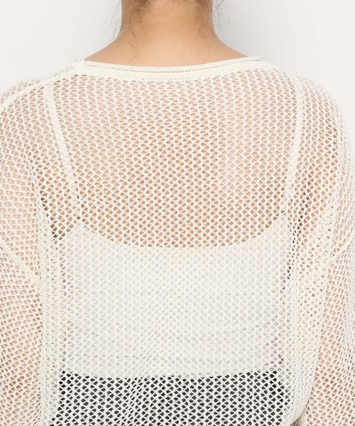 mysty woman(ミスティウーマン)の「メッシュドロストニットプルオーバー 142848(ニット/セーター・レディース・オフホワイト/ライトカーキ/オレンジ・FREE)」の15枚目の写真