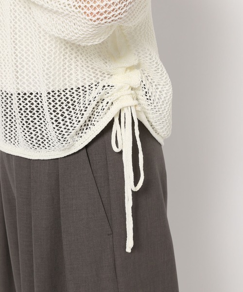 mysty woman(ミスティウーマン)の「メッシュドロストニットプルオーバー 142848(ニット/セーター・レディース・オフホワイト/ライトカーキ/オレンジ・FREE)」の12枚目の写真