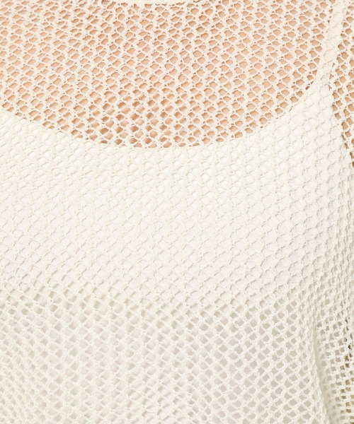 mysty woman(ミスティウーマン)の「メッシュドロストニットプルオーバー 142848(ニット/セーター・レディース・オフホワイト/ライトカーキ/オレンジ・FREE)」の11枚目の写真