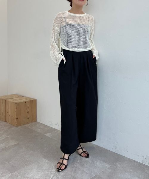 mysty woman(ミスティウーマン)の「メッシュドロストニットプルオーバー 142848(ニット/セーター・レディース・オフホワイト/ライトカーキ/オレンジ・FREE)」の22枚目の写真