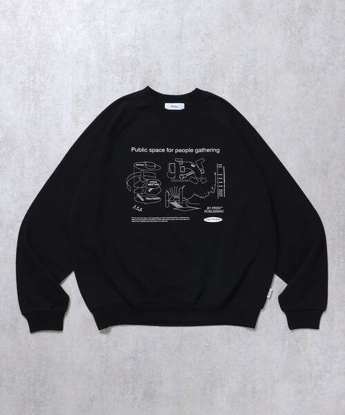FFEIN（フェイン）の「【FFEIN(フェイン)】グラフィックラグランスウェット / スウェット クルーネック 裏起毛 オーバーサイズ（スウェット・メンズ・ネイビー/アッシュグレー/ブラック・MEDIUM/LARGE/SMALL）」の16枚目の写真