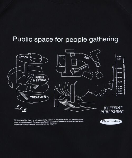 FFEIN（フェイン）の「【FFEIN(フェイン)】グラフィックラグランスウェット / スウェット クルーネック 裏起毛 オーバーサイズ（スウェット・メンズ・ネイビー/アッシュグレー/ブラック・MEDIUM/LARGE/SMALL）」の18枚目の写真