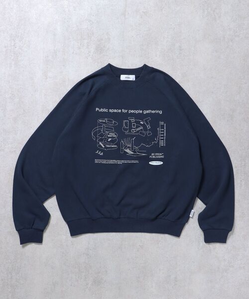 FFEIN（フェイン）の「【FFEIN(フェイン)】グラフィックラグランスウェット / スウェット クルーネック 裏起毛 オーバーサイズ（スウェット・メンズ・ネイビー/アッシュグレー/ブラック・MEDIUM/LARGE/SMALL）」の22枚目の写真