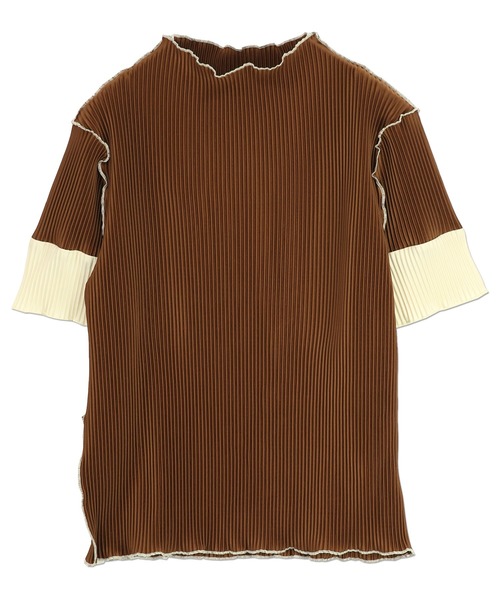 and it_（アンドイット）の「可愛すぎる袖配色半袖プリーツトップス（Tシャツ/カットソー・レディース・ライトブルー/ブラック系2/グレー/キナリ/ベージュ/ブラック系1/ブラウン/ライトグリーン・S-M/M-L）」の21枚目の写真