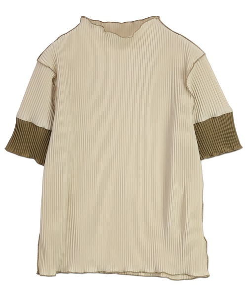 and it_（アンドイット）の「可愛すぎる袖配色半袖プリーツトップス（Tシャツ/カットソー・レディース・ライトブルー/ブラック系2/グレー/キナリ/ベージュ/ブラック系1/ブラウン/ライトグリーン・S-M/M-L）」の20枚目の写真