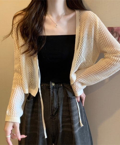 Miniministore（ミニミニストア）の「カーディガン長袖 レディース ショート丈（カーディガン/ボレロ・レディース・ブラック/ライトブルー/ミント/ベージュ/ホワイト・FREE）」の11枚目の写真