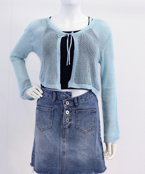 Miniministore（ミニミニストア）の「カーディガン長袖 レディース ショート丈（カーディガン/ボレロ・レディース・ブラック/ライトブルー/ミント/ベージュ/ホワイト・FREE）」の15枚目の写真
