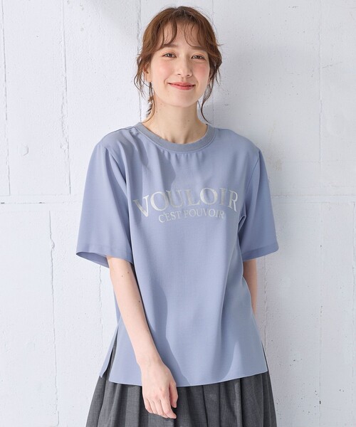 ANY(エニィ)の「【WEB限定】ジョーゼットロゴ半袖Tシャツ(Tシャツ/カットソー・レディース・ブラック系/サックスブルー系/ホワイト系/グレー系・F)」の4枚目の写真