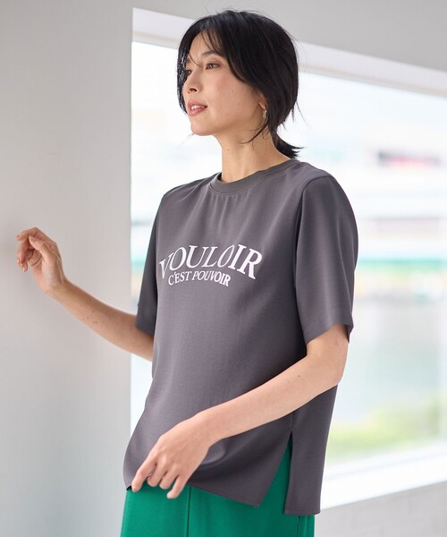ANY(エニィ)の「【WEB限定】ジョーゼットロゴ半袖Tシャツ(Tシャツ/カットソー・レディース・ブラック系/サックスブルー系/ホワイト系/グレー系・F)」の6枚目の写真