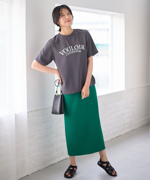 ANY(エニィ)の「【WEB限定】ジョーゼットロゴ半袖Tシャツ(Tシャツ/カットソー・レディース・ブラック系/サックスブルー系/ホワイト系/グレー系・F)」の7枚目の写真