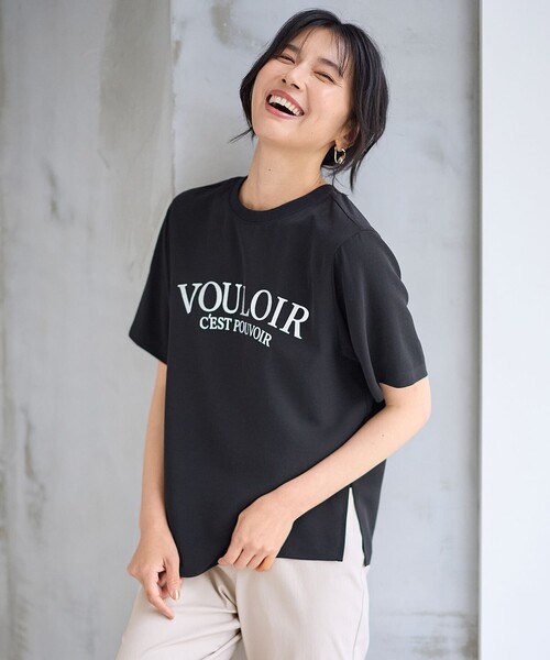 ANY(エニィ)の「【WEB限定】ジョーゼットロゴ半袖Tシャツ(Tシャツ/カットソー・レディース・ブラック系/サックスブルー系/ホワイト系/グレー系・F)」の10枚目の写真