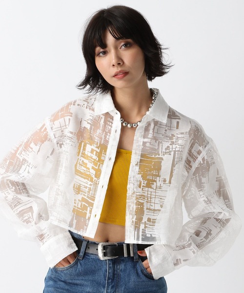 PAGEBOY（ページボーイ）の「ガラシアーショートロングスリーブシャツ（シャツ/ブラウス・レディース・オフホワイト/ブラック・FREE）」の5枚目の写真