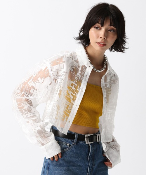 PAGEBOY（ページボーイ）の「ガラシアーショートロングスリーブシャツ（シャツ/ブラウス・レディース・オフホワイト/ブラック・FREE）」の4枚目の写真