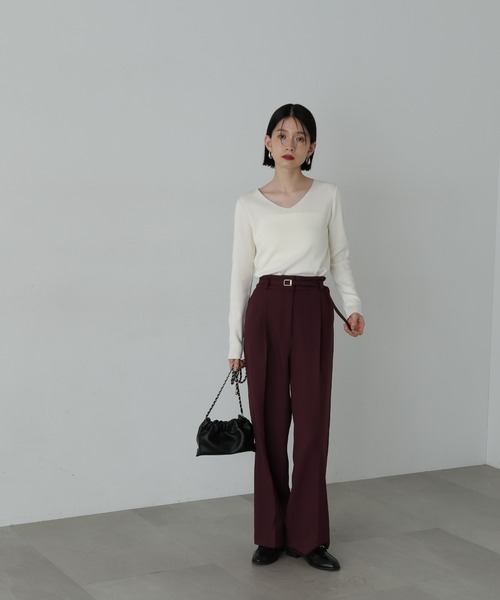 N.(N. Natural Beauty Basic)(エヌエヌナチュラルビューティーベーシック)の「◆◇総針Vネック長袖ニット(ニット/セーター・レディース・オフホワイト/ブラック/ライトグリーン/ライラック・MEDIUM)」の15枚目の写真