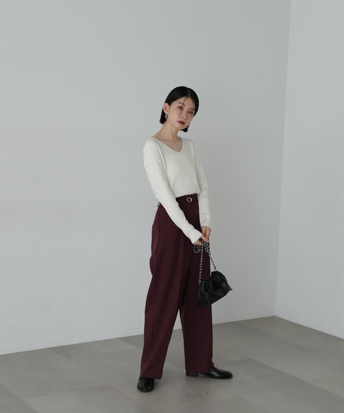 N.(N. Natural Beauty Basic)(エヌエヌナチュラルビューティーベーシック)の「◆◇総針Vネック長袖ニット(ニット/セーター・レディース・オフホワイト/ブラック/ライトグリーン/ライラック・MEDIUM)」の17枚目の写真