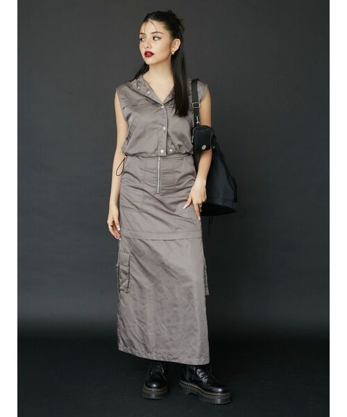 EVRIS（エヴリス）の「フードドロストショートベスト【セットアップ着用可能】（ベスト・レディース・グレー/アイボリー・FREE）」の22枚目の写真