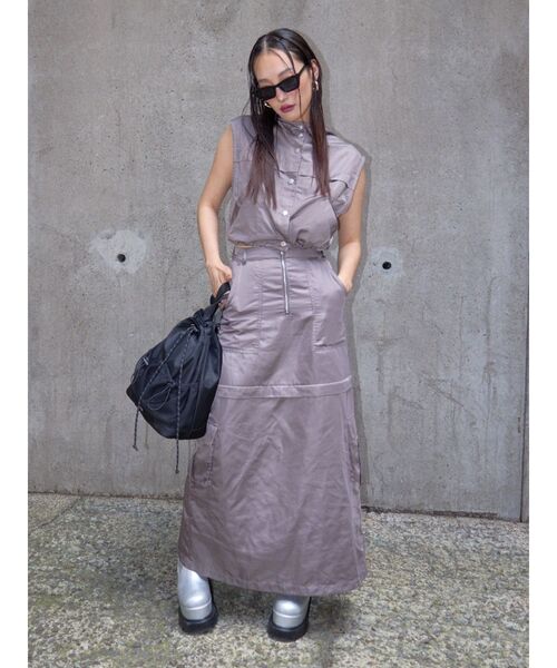 EVRIS（エヴリス）の「フードドロストショートベスト【セットアップ着用可能】（ベスト・レディース・グレー/アイボリー・FREE）」の13枚目の写真