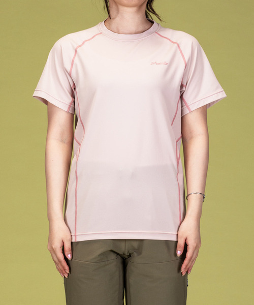 phenix outdoor(フェニックスアウトドア)の「phenix OUTDOOR(フェニックスアウトドア) レディース ライン柄 クルーネック半袖Tシャツ (吸水速乾 / 抗菌防臭)(Tシャツ/カットソー・レディース・マジェンタ/ピンク/ライトグリーン・M/L)」の2枚目の写真
