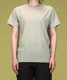 phenix OUTDOOR(フェニックスアウトドア) レディース ライン柄 クルーネック半袖Tシャツ (吸水速乾 / 抗菌防臭)