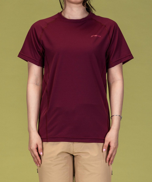 phenix outdoor(フェニックスアウトドア)の「phenix OUTDOOR(フェニックスアウトドア) レディース ライン柄 クルーネック半袖Tシャツ (吸水速乾 / 抗菌防臭)(Tシャツ/カットソー・レディース・マジェンタ/ピンク/ライトグリーン・M/L)」の3枚目の写真
