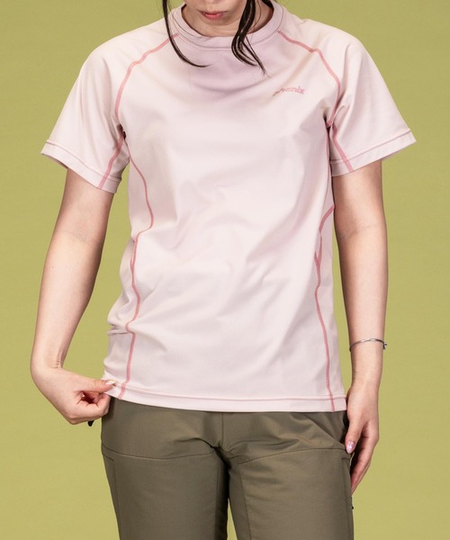 phenix outdoor(フェニックスアウトドア)の「phenix OUTDOOR(フェニックスアウトドア) レディース ライン柄 クルーネック半袖Tシャツ (吸水速乾 / 抗菌防臭)(Tシャツ/カットソー・レディース・マジェンタ/ピンク/ライトグリーン・M/L)」の22枚目の写真